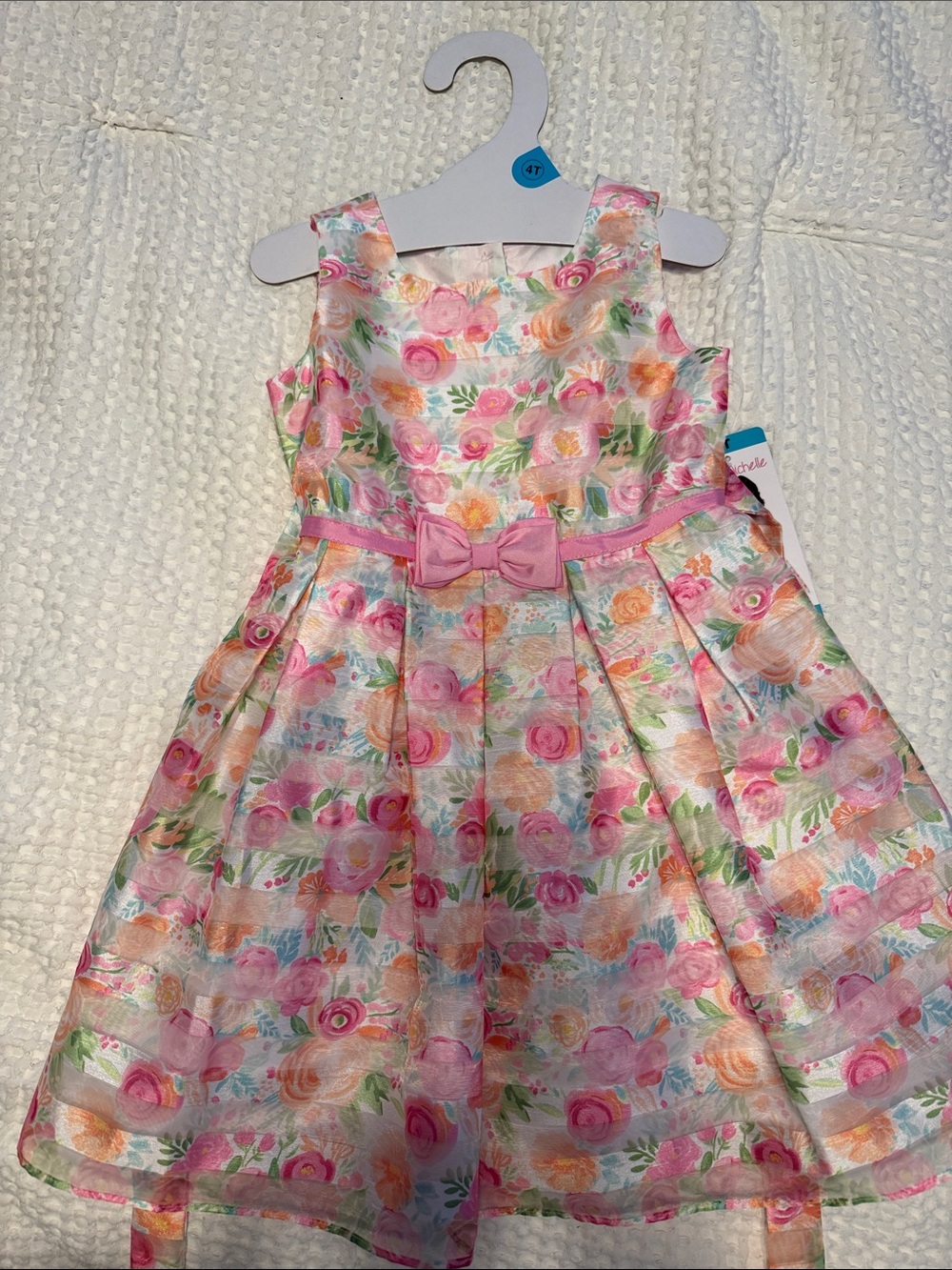 Jona Michelle Floral Organza Easter Dress Size 4T Pink & Green Girls 4T